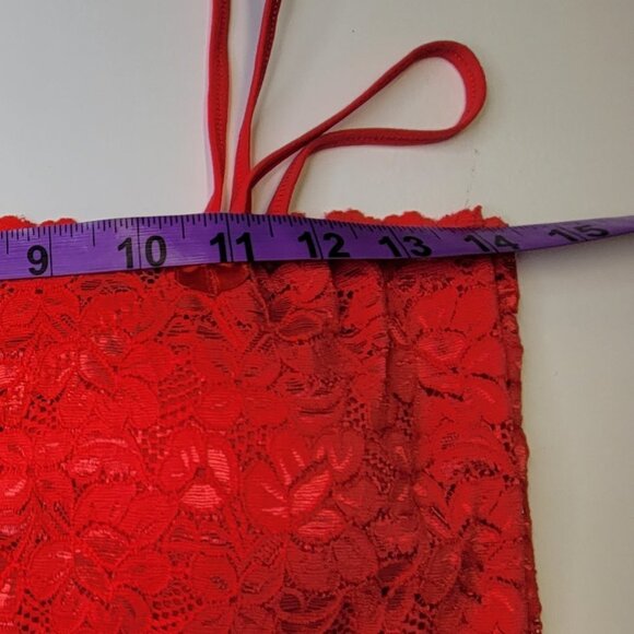 Red Lace Long Camisole Lace Tank Top Stretchy Long Camisole - Size L- NEW - Picture 6 of 13